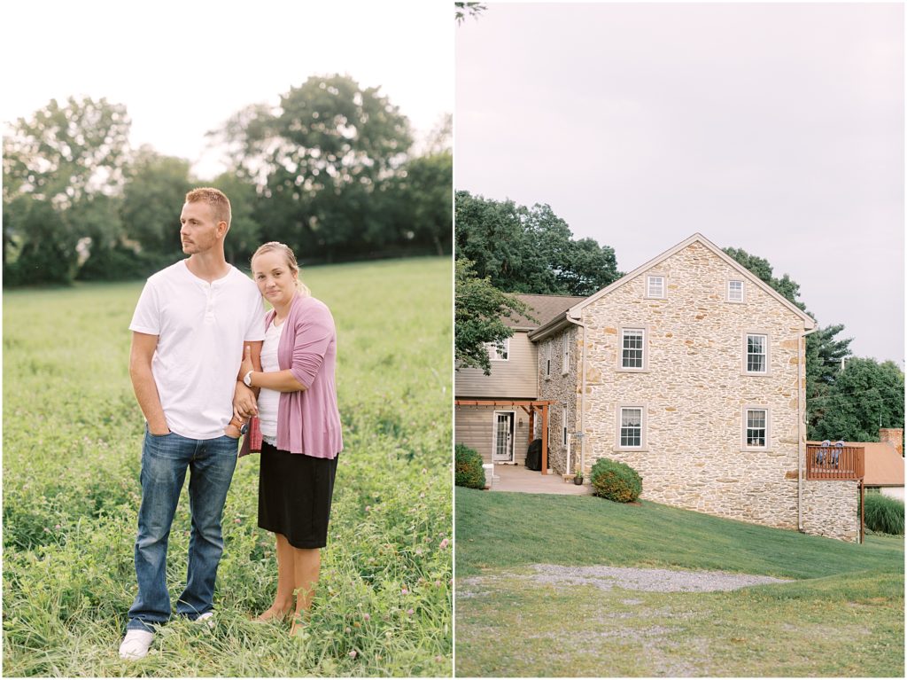 Couple together, family farmhouse at Four Generations Family Session
