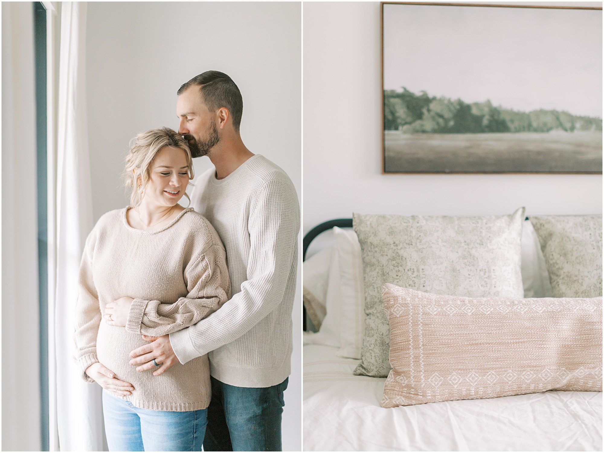 Couple at maternity session in York, PA and details of room that session was taken in