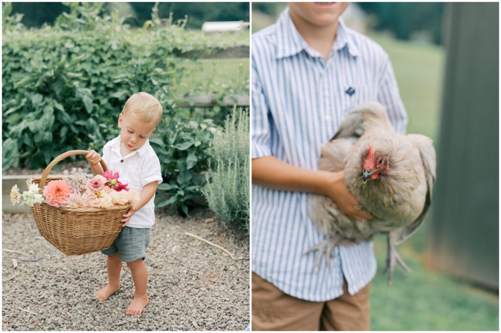 Homestead family session in Lancaster County PA with parents and kids in garden