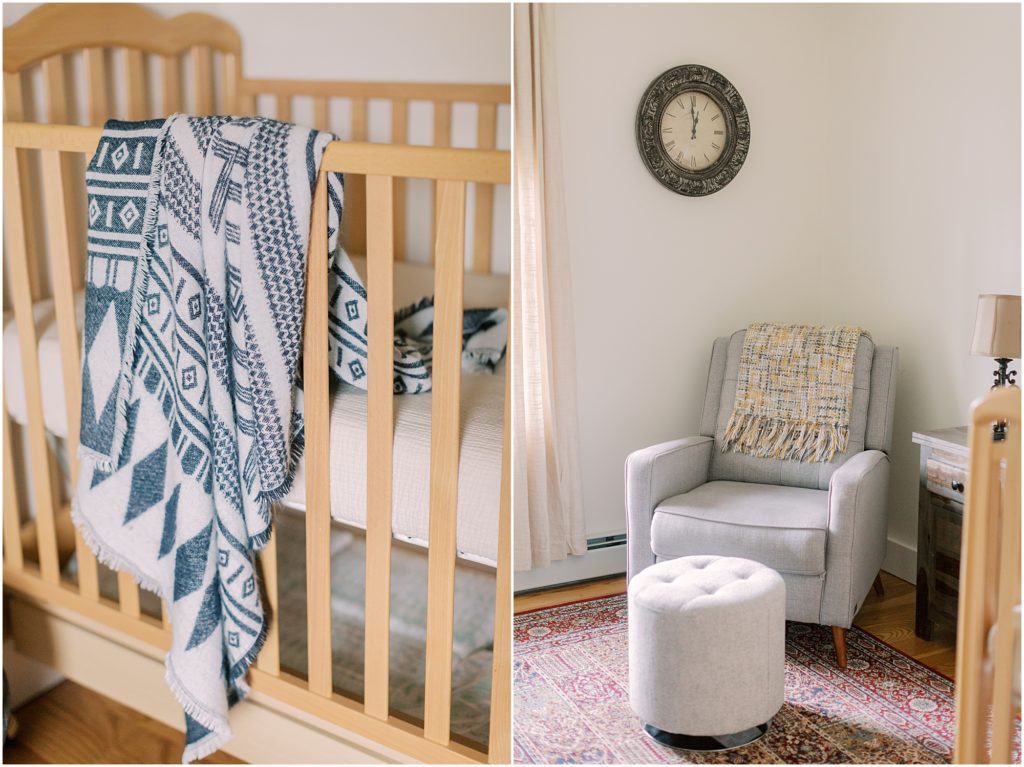 Nursery details at newborn session at home