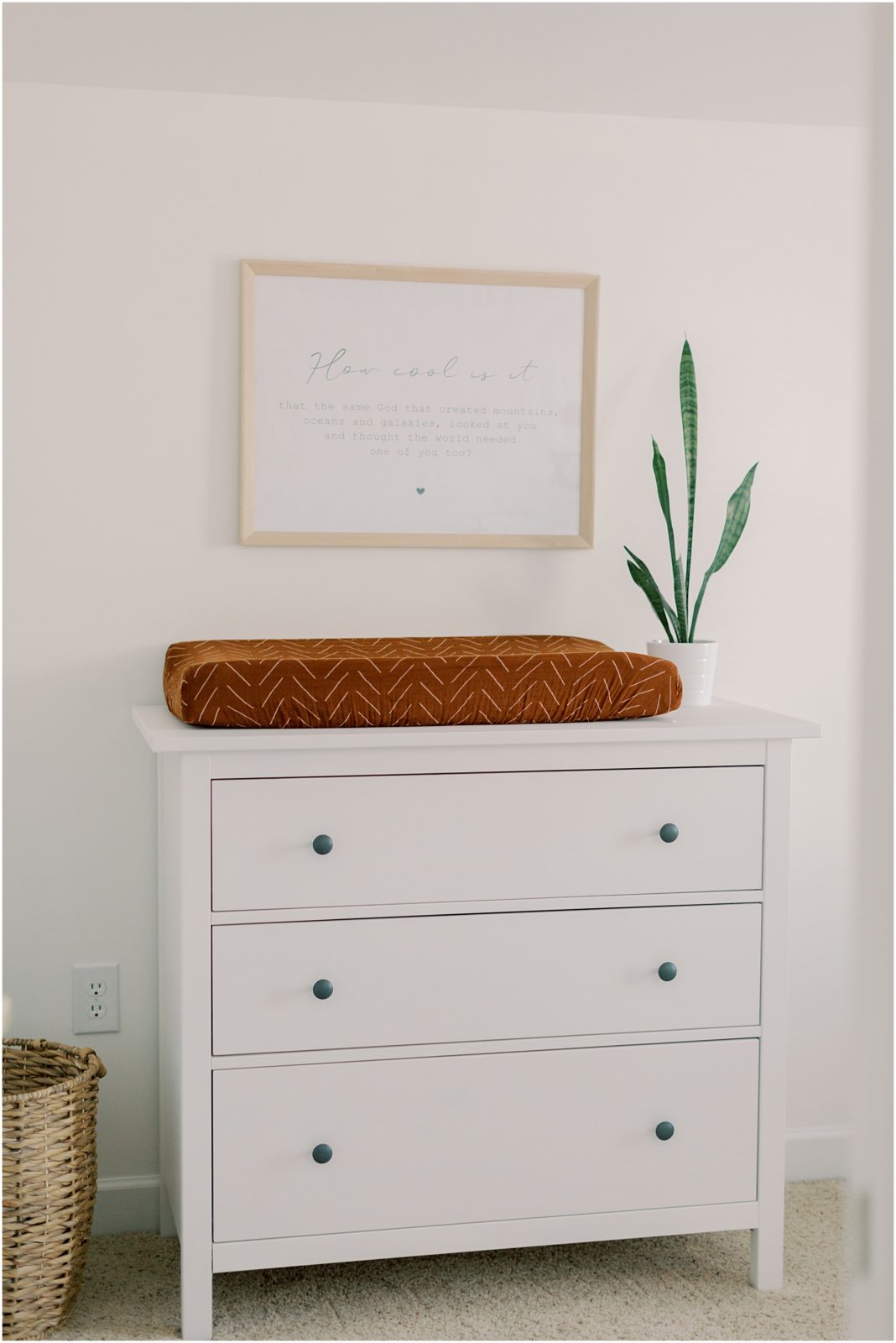 changing table in earth toned nursery