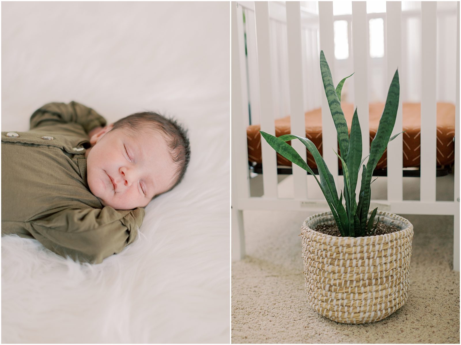 earth toned nursery details with baby boy