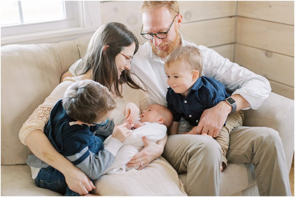 Family of boys at newborn session