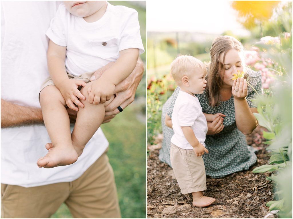 Mother and son at Flower Garden Mini Sessions