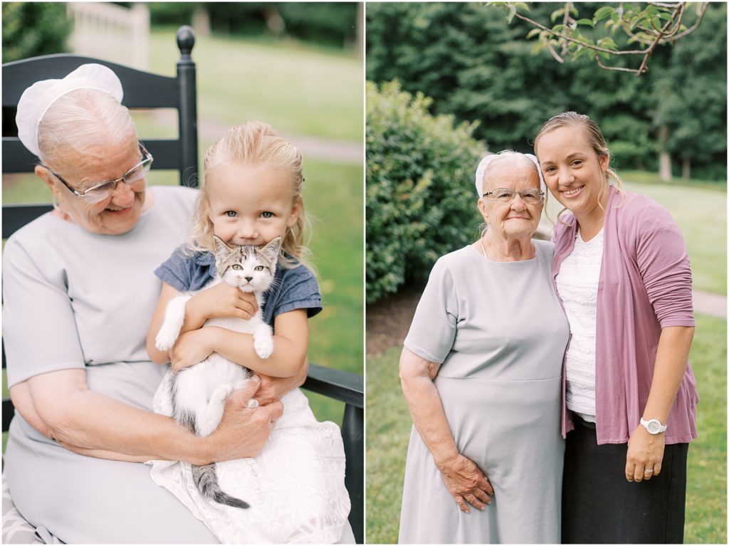Great Grandma with grand daughter and kitty at Four Generations Family Session