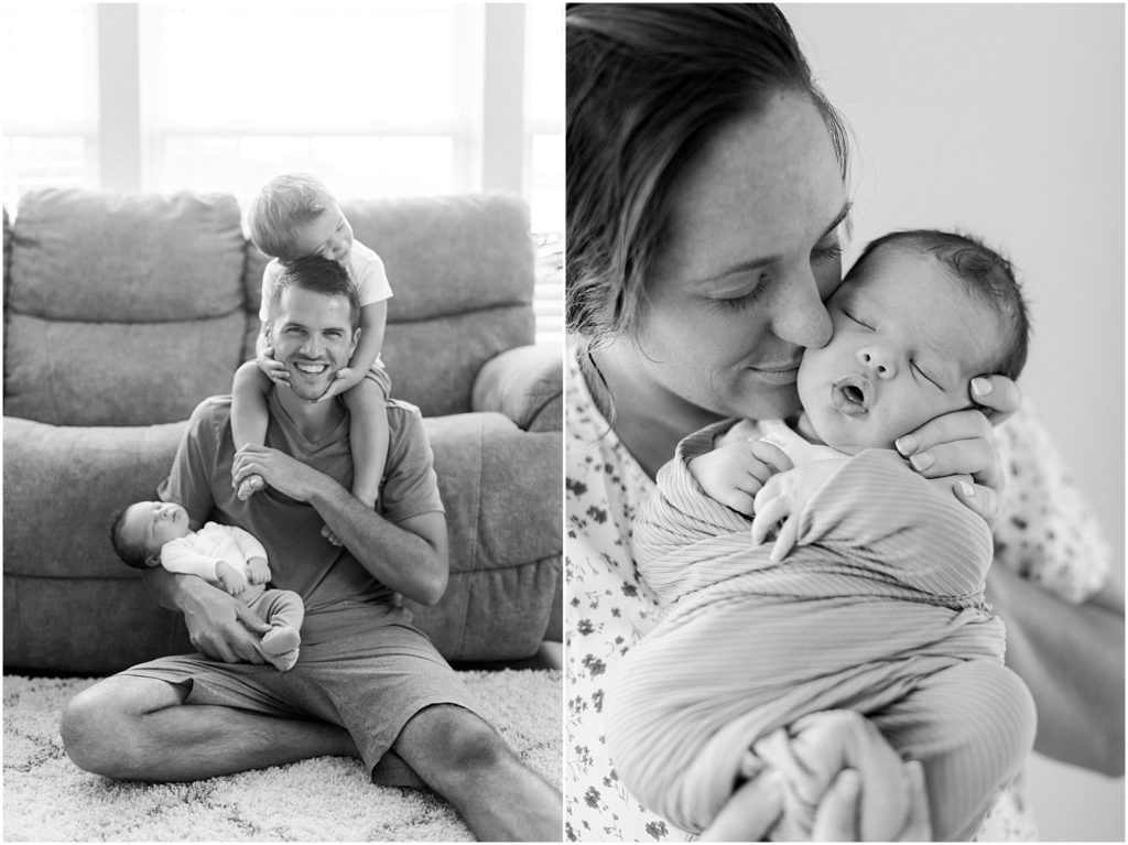 Black & white images from summer indoor newborn session