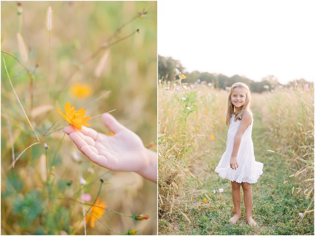 Young girl in flower field