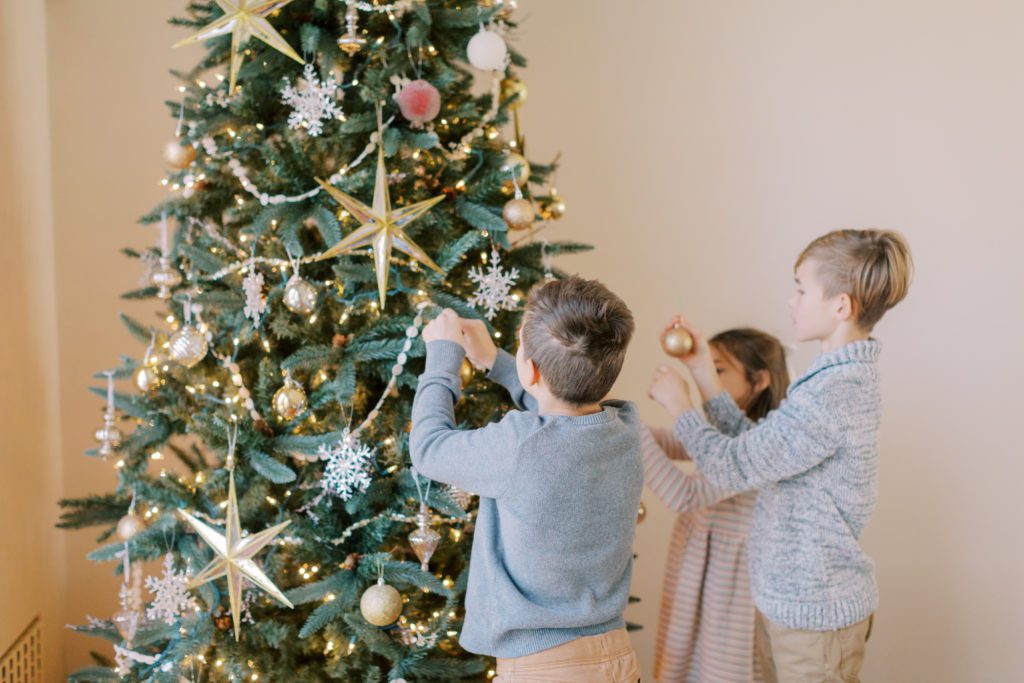 Kids decorating the tree